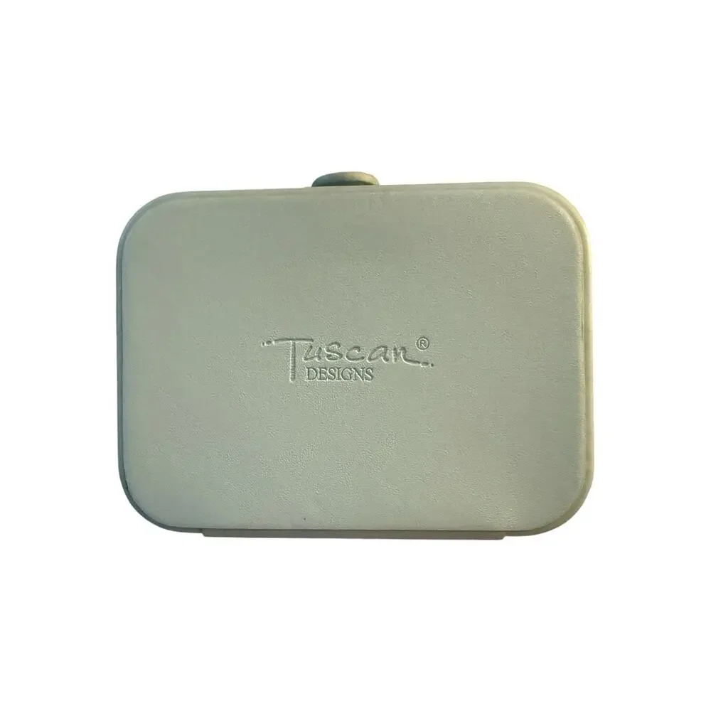 Tuscan Designs Travel Jewelry Box Removable Tray Velvet Lined Snap Closure Blue